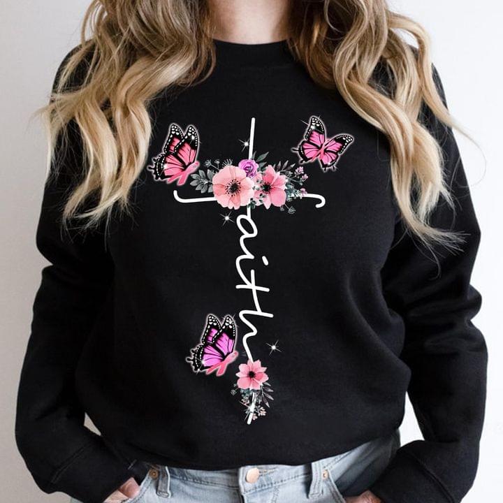 Faith Flowers Butterflies The Holy Cross Shirt Faith Flowers Butterflies The Holy Cross Shirt