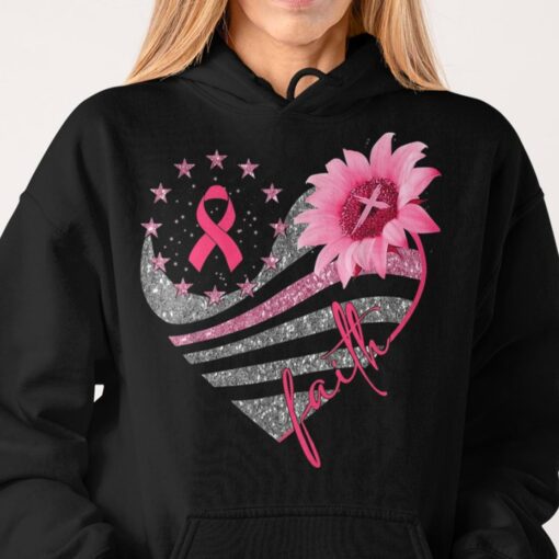 Faith Heart Pink Flower Ribbon Stars Shirt