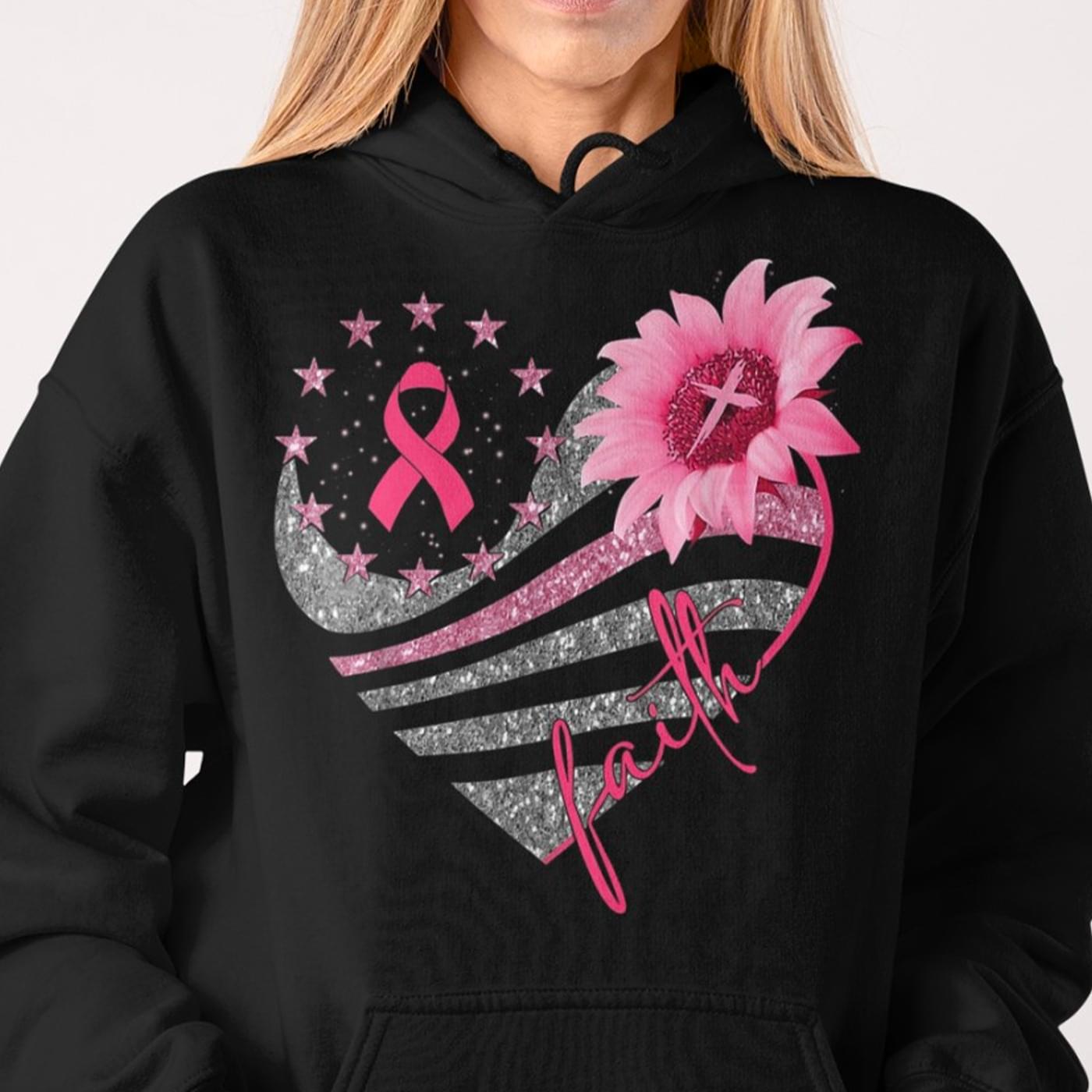 Faith Heart Pink Flower Ribbon Stars Shirt Faith Heart Pink Flower Ribbon Stars Shirt