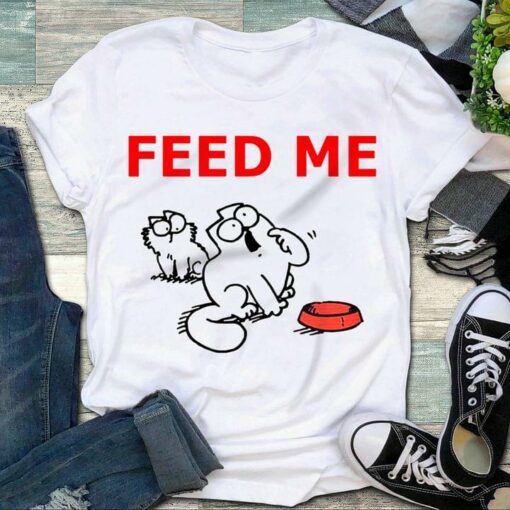 Feed Me The Cute White Cat Animal Pet Love Shirt