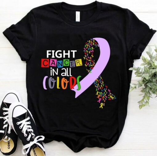 Fight Cancer In All Colors Colorful Ribbons Shirt