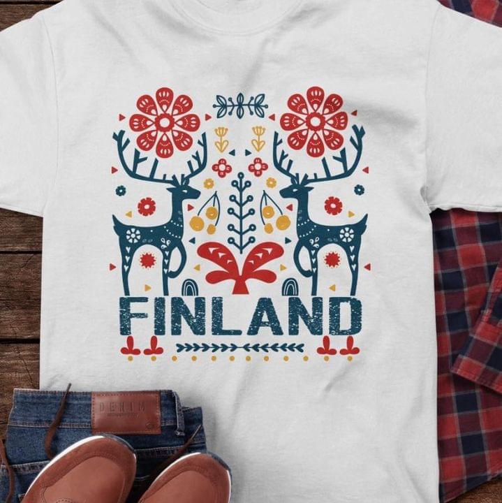 Finland Deers Flowers Shirt Finland Deers Flowers Shirt