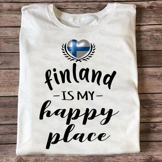 Finland In My Happy Place Flag Of Finland Heart Shirt Finland In My Happy Place Flag Of Finland Heart Shirt