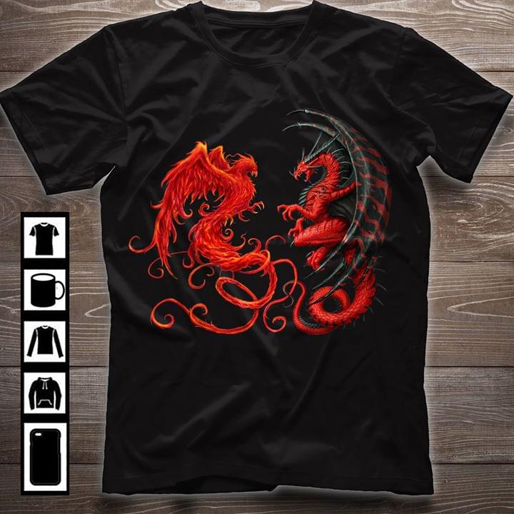 Fire Phoenix And Fire Dragon Fighting Shirt Fire Phoenix And Fire Dragon Fighting Shirt