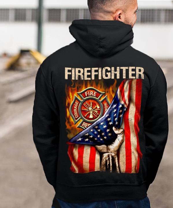 Firefighter And American Flag Job T-Shirt Sweatshirt Hoodie (Back Side) Firefighter And American Flag Job T-Shirt Sweatshirt Hoodie (Back Side)