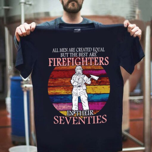 Firefighters In Their Seventies Wooden Vintage Shirt