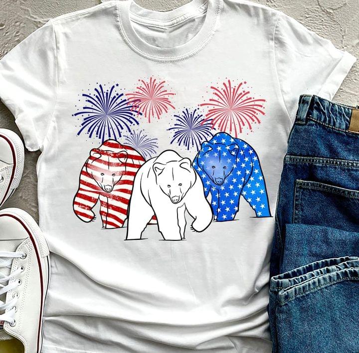 Fireworks Bear Flag Of America Shirt Fireworks Bear Flag Of America Shirt