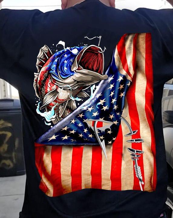 Fish And America Flag Shirt Fish And America Flag Shirt