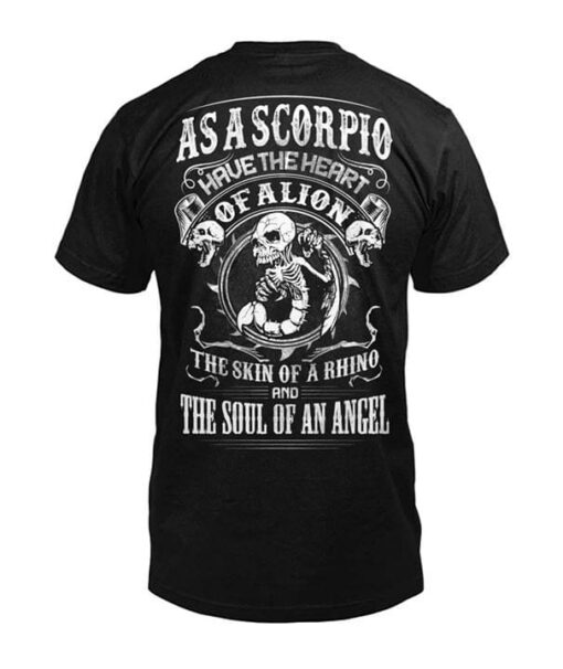 Fishman Skeleton As A Scorpio Have The Heart Of A Lion Shirt (Back Side)