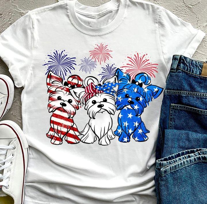 Flag Of America Displays Of Firework Yorkshire Dogs Shirt Flag Of America Displays Of Firework Yorkshire Dogs Shirt