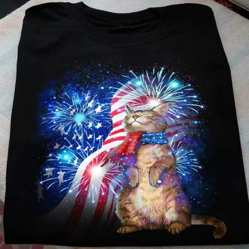 Flag Of America Glitters Cat Shirt