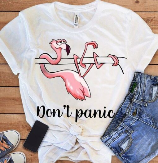 Flamingo Dont Panic Simple Shirt