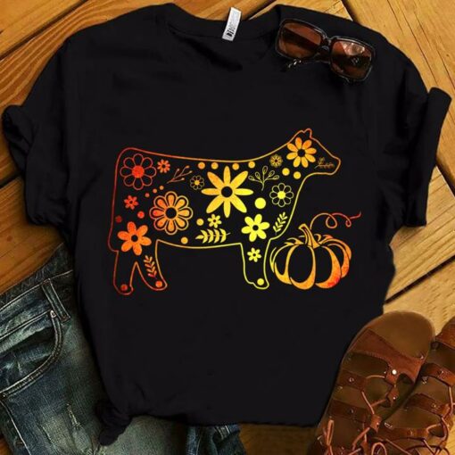 Flower Cow Pumpkin Halloween Shirt