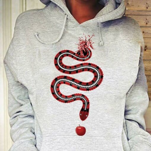 Flower Tail Red Poison Snake And Red Apple Hoodie