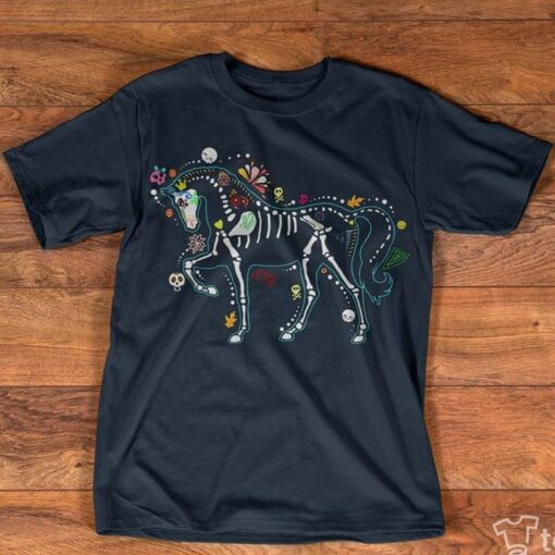 Flowers Vintage Skeleton Horse Shirt