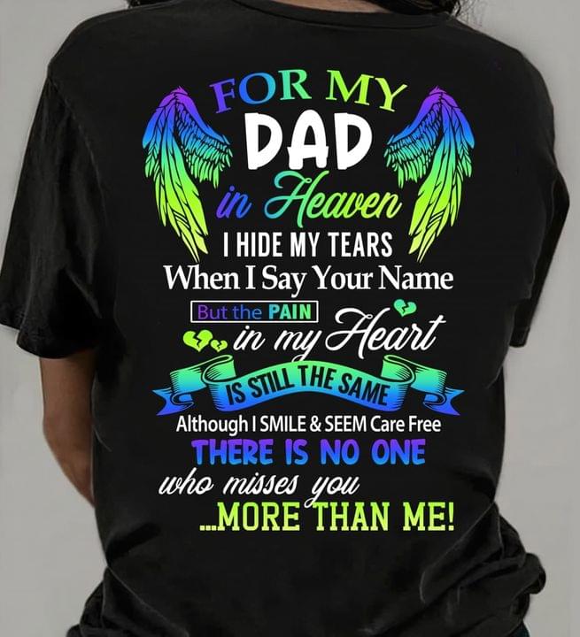 For My Dad In Heaven I Hide My Tears When I Say Your Name But The Pain In My Heart Is Still The Same Father Angel Wings Shirt For My Dad In Heaven I Hide My Tears When I Say Your Name But The Pain In My Heart Is Still The Same Father Angel Wings Shirt
