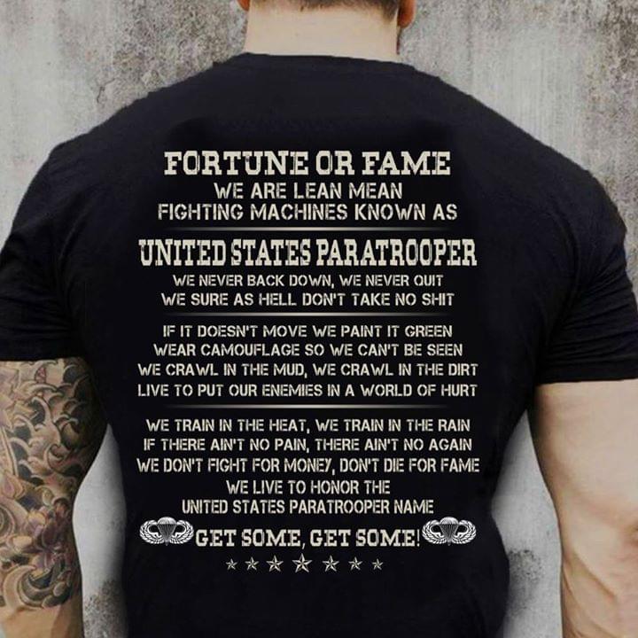 Fortune Or Fame We Are Lean Mean Fighting Machines Known As Shirt (Back Side) Fortune Or Fame We Are Lean Mean Fighting Machines Known As Shirt (Back Side)