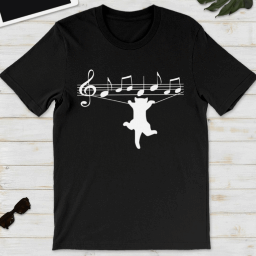 Funny Cat and Music Lover T-Shirt for Women and Men Gift