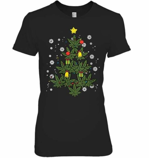 Funny Christmas Weed Pine Tree Shirt