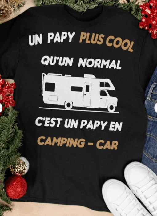 Funny French Grandpa RV Camping T-Shirt – Cool Papy Gift Tee