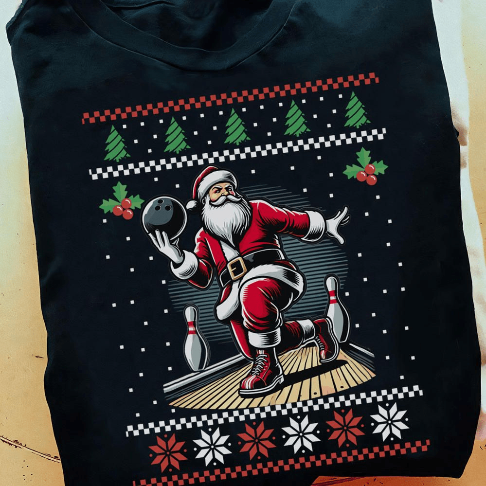 Funny Santa Bowling Christmas T-Shirt Funny Santa Bowling Christmas T-Shirt