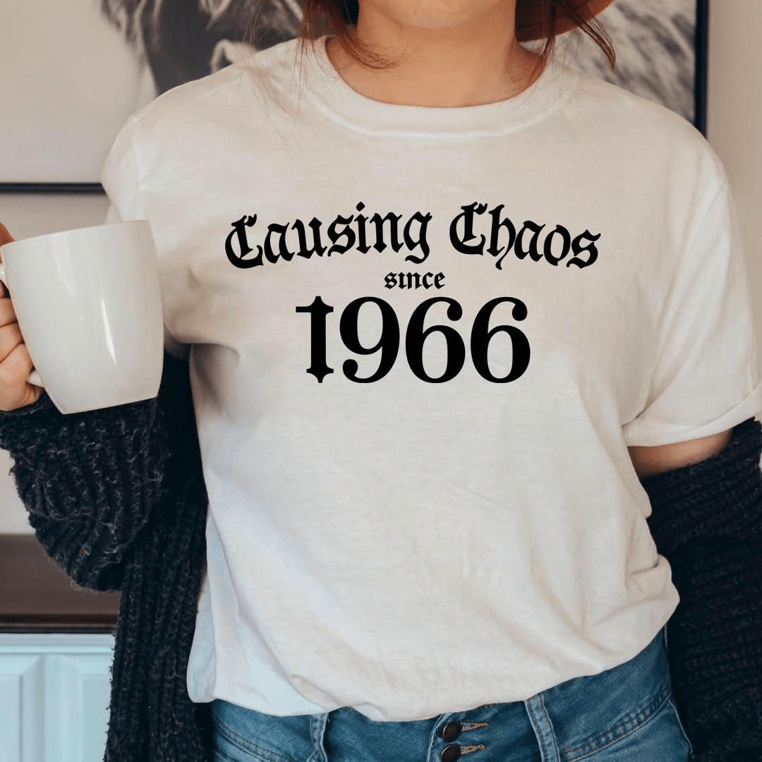 Funny Vintage 1966 Birthday T-Shirt – Causing Chaos Since Birth Funny Vintage 1966 Birthday T-Shirt – Causing Chaos Since Birth