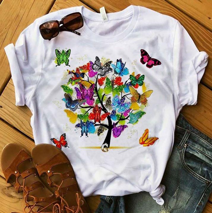 G Colorful Butterflies Tree Shirt G Colorful Butterflies Tree Shirt
