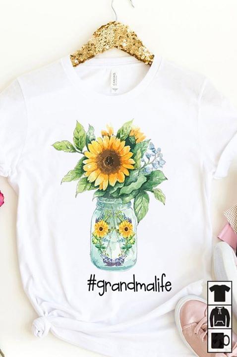 Glass Vase Sunflower Peace Grandma Life Shirt Glass Vase Sunflower Peace Grandma Life Shirt