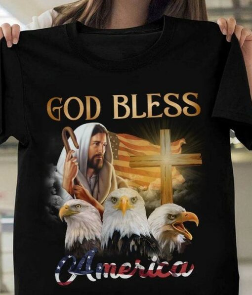 God Bless America Eagles Flag Of America The Holy Cross Shirt