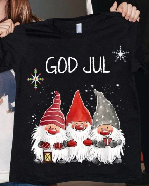 God Jul, Garden Elves Christmas Cute Shirt