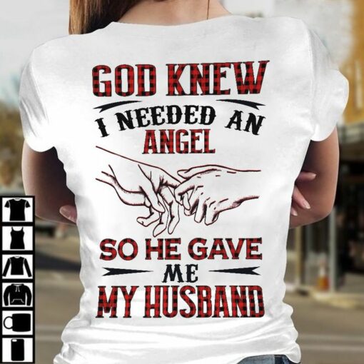 God Knew I Needed An Angel So He Gave Me My Husband Hands Holding Checked Shirt