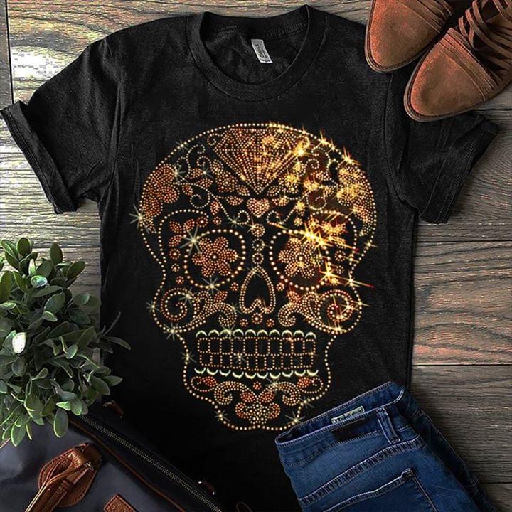 Golden Maya Pattern Skull Style Shirt Golden Maya Pattern Skull Style Shirt