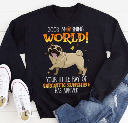 Good Morning World Your Little Ray Of Sarcastic Sunshine Has Arrived Bull Dog Shirt