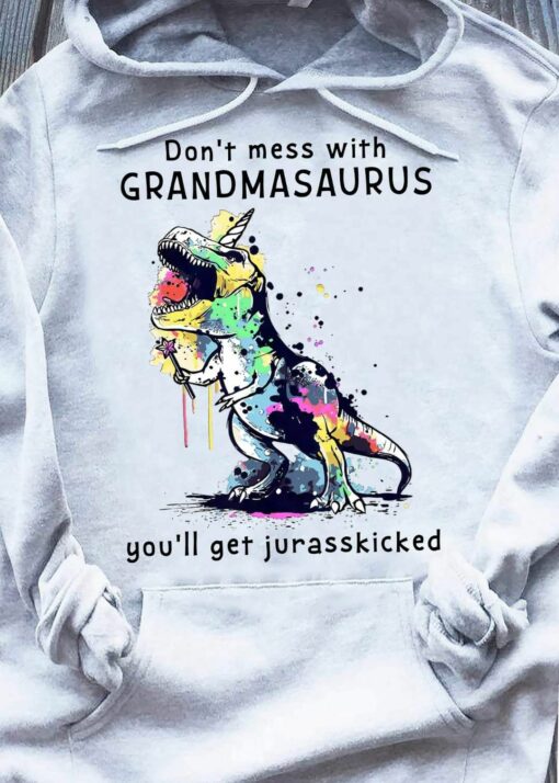 Grandmasaurus You’ll Get Jurasskicked Funny Dinosaur Family Shirt