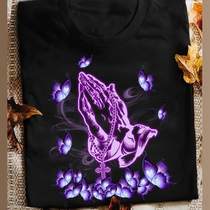 Graphic Butterflies Hands Praying Jesus Shirt Graphic Butterflies Hands Praying Jesus Shirt
