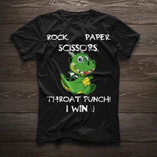 Green Cute Dragon Rock Paper Scissors Throat Punch I Win Shirt