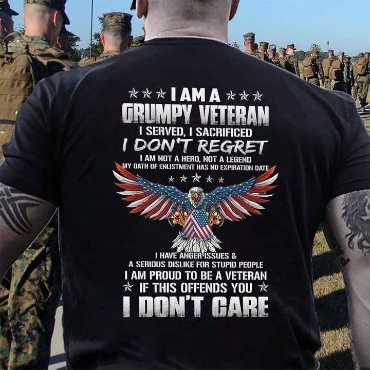 Grumpy Veteran Don't Regret American Soldier Legend Hero Shirt (Back Side) Grumpy Veteran Don't Regret American Soldier Legend Hero Shirt (Back Side)