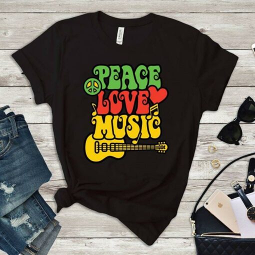 Guitar Peace Love Music Shirt