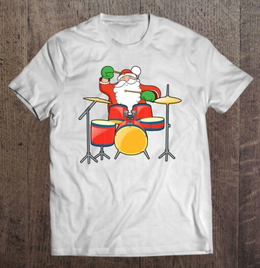 Holiday Christmas Santa Claus Drumming T-Shirt Sweatshirt Hoodie