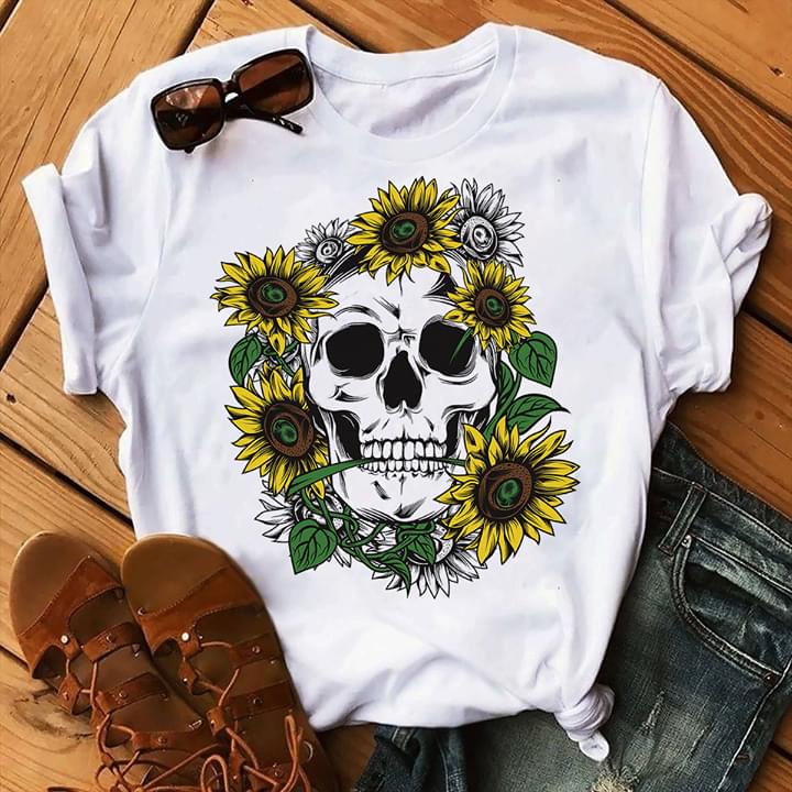 Human Skull And Peace Sunflowers T-Shirt Sweatshirt Hoodie Human Skull And Peace Sunflowers T-Shirt Sweatshirt Hoodie