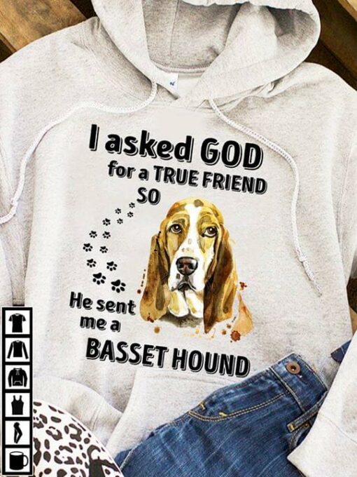 I Asked God For A True Friend So He Sent Me A Basset Hound Hoodie